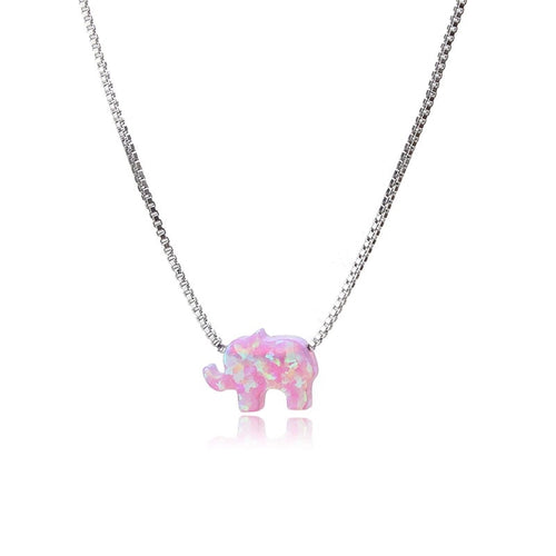 Elephant | Silver and Pink n e c k l a c e