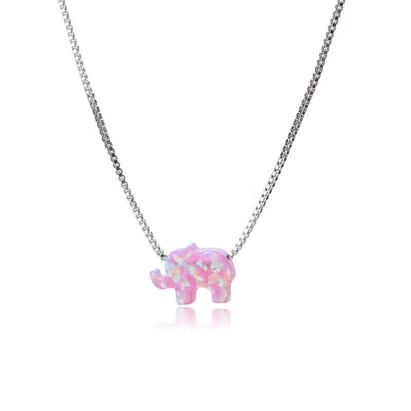 Elephant | Silver and Pink n e c k l a c e